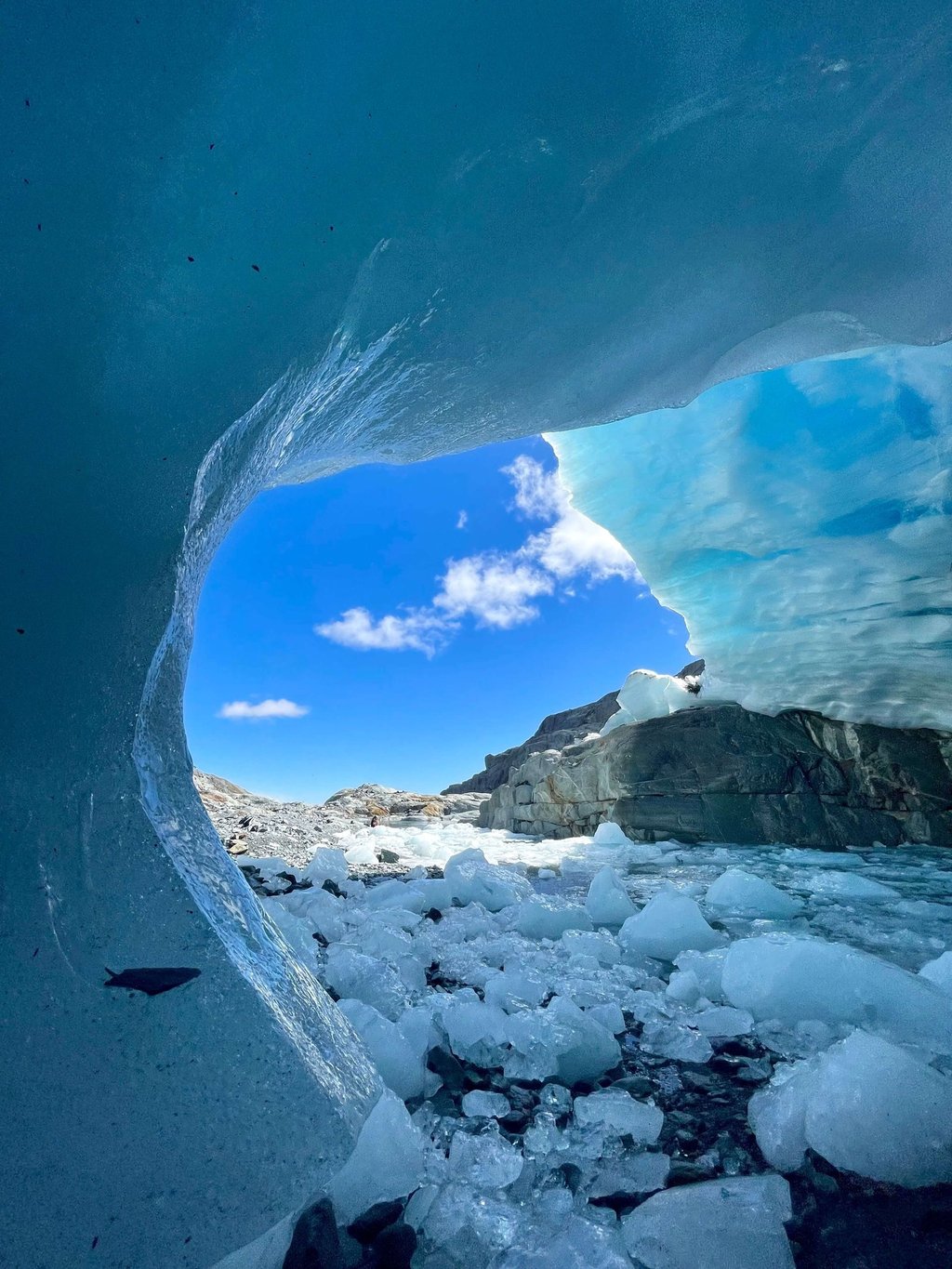 Dentro de Brewster Glacier en Nueva Zelanda