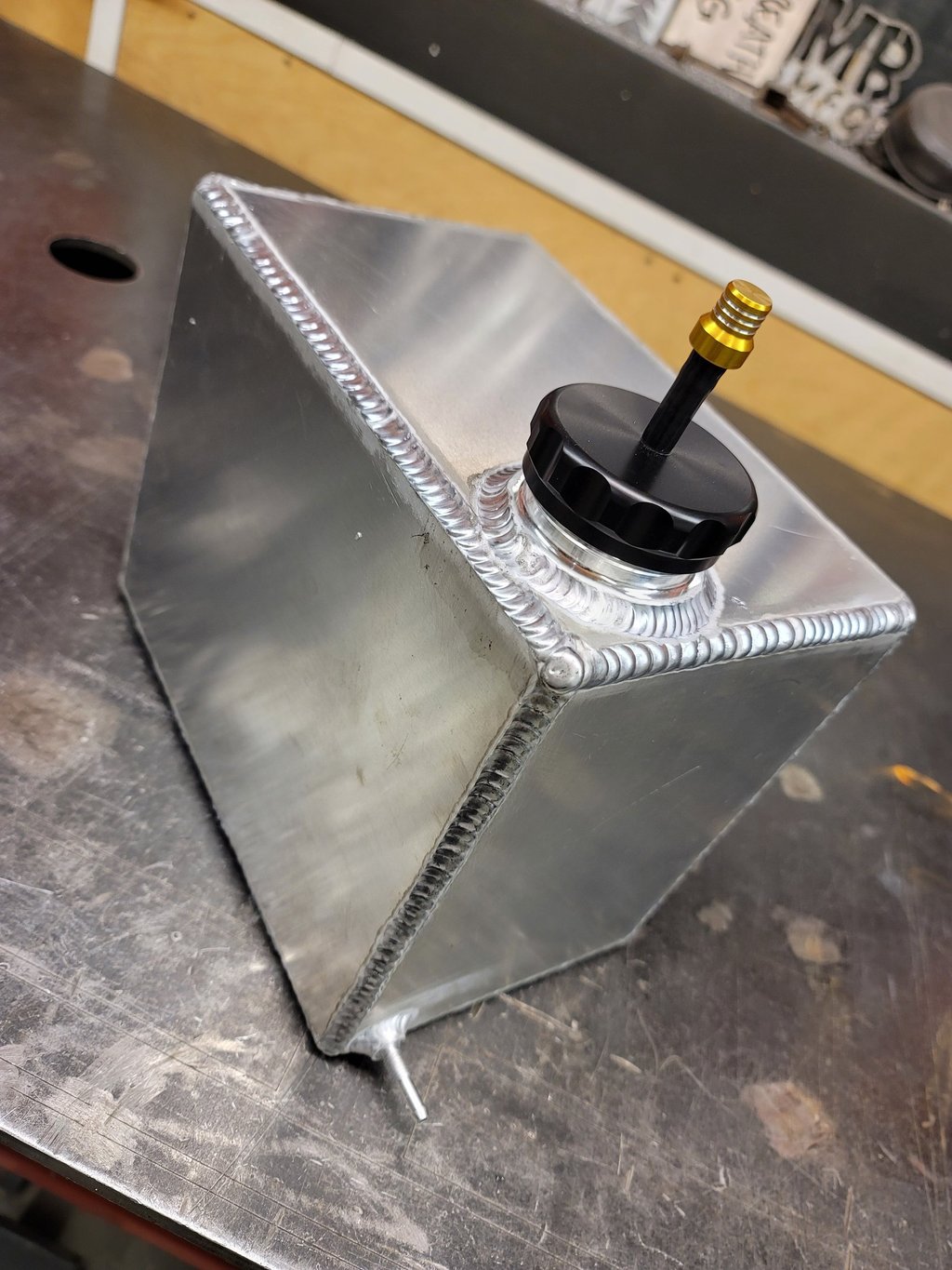 Aluminum tig welded fuel cell for motorsports. Aluminum tig welding Okotoks.