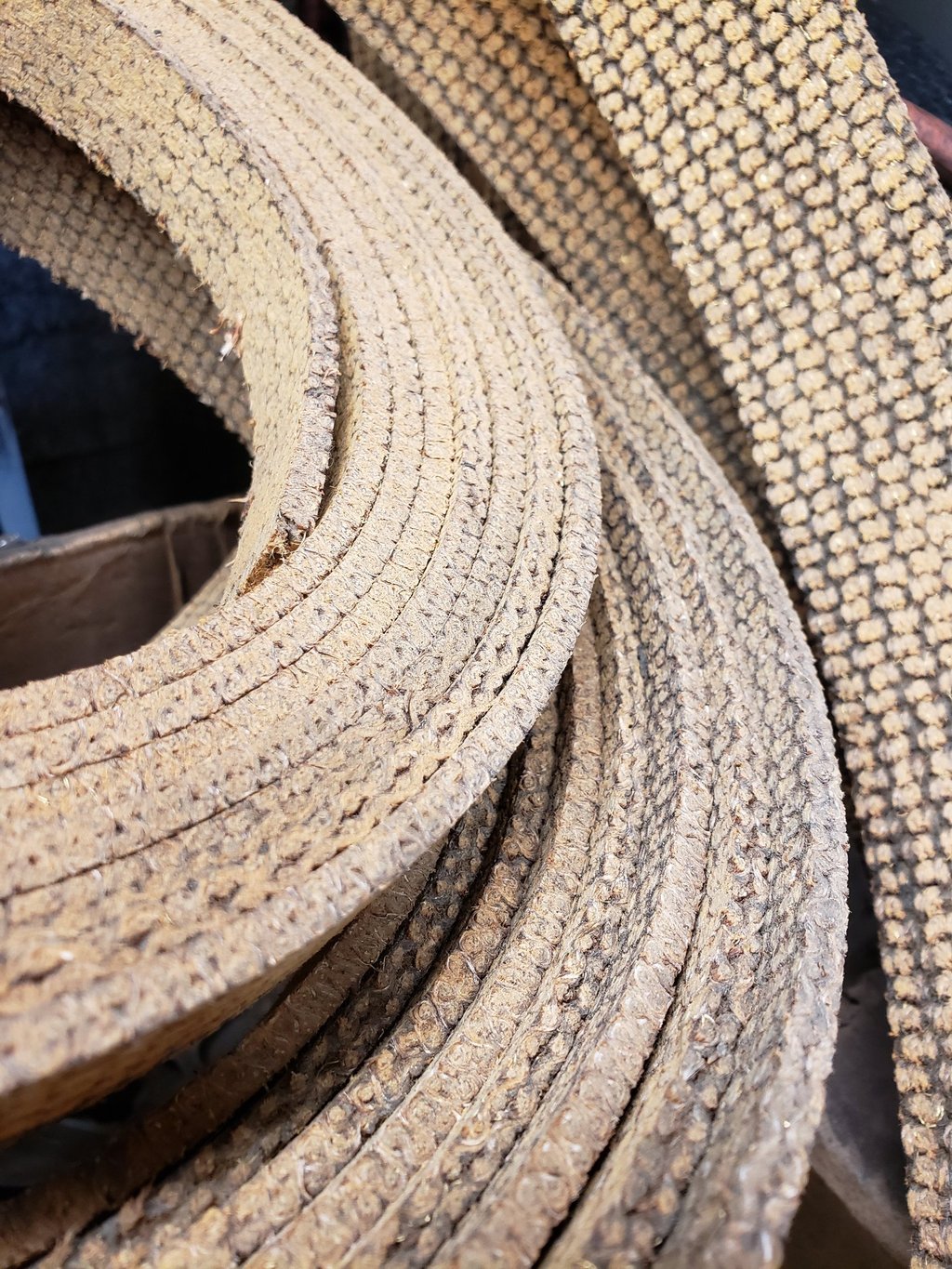 brake lining woven, molded in rolls cut to length for industrial brakes and restoration brakes call 260-426-3331