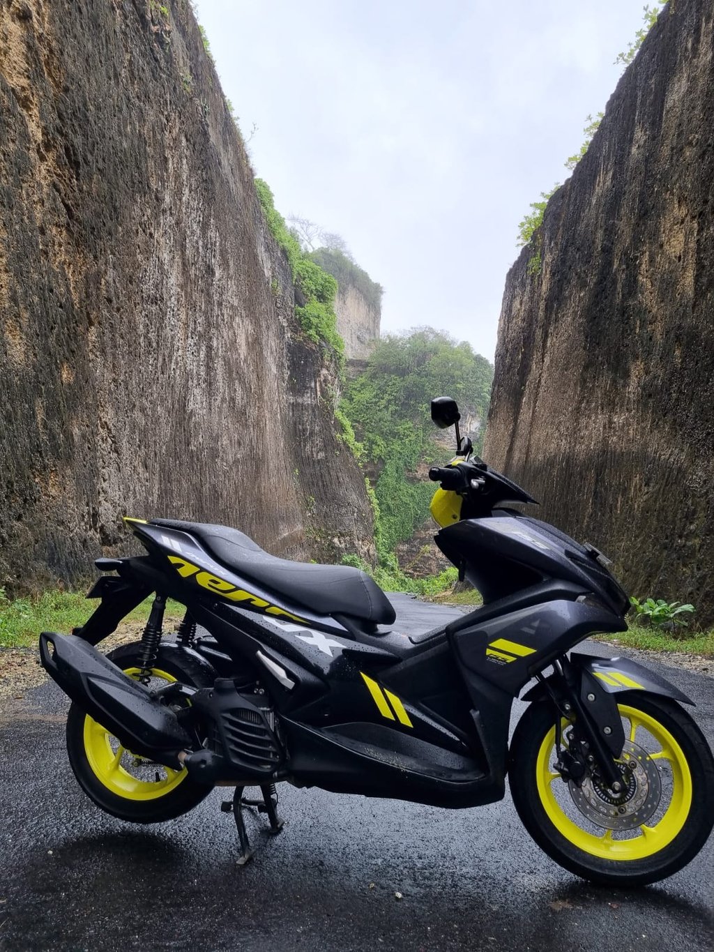 scooter with cliff view