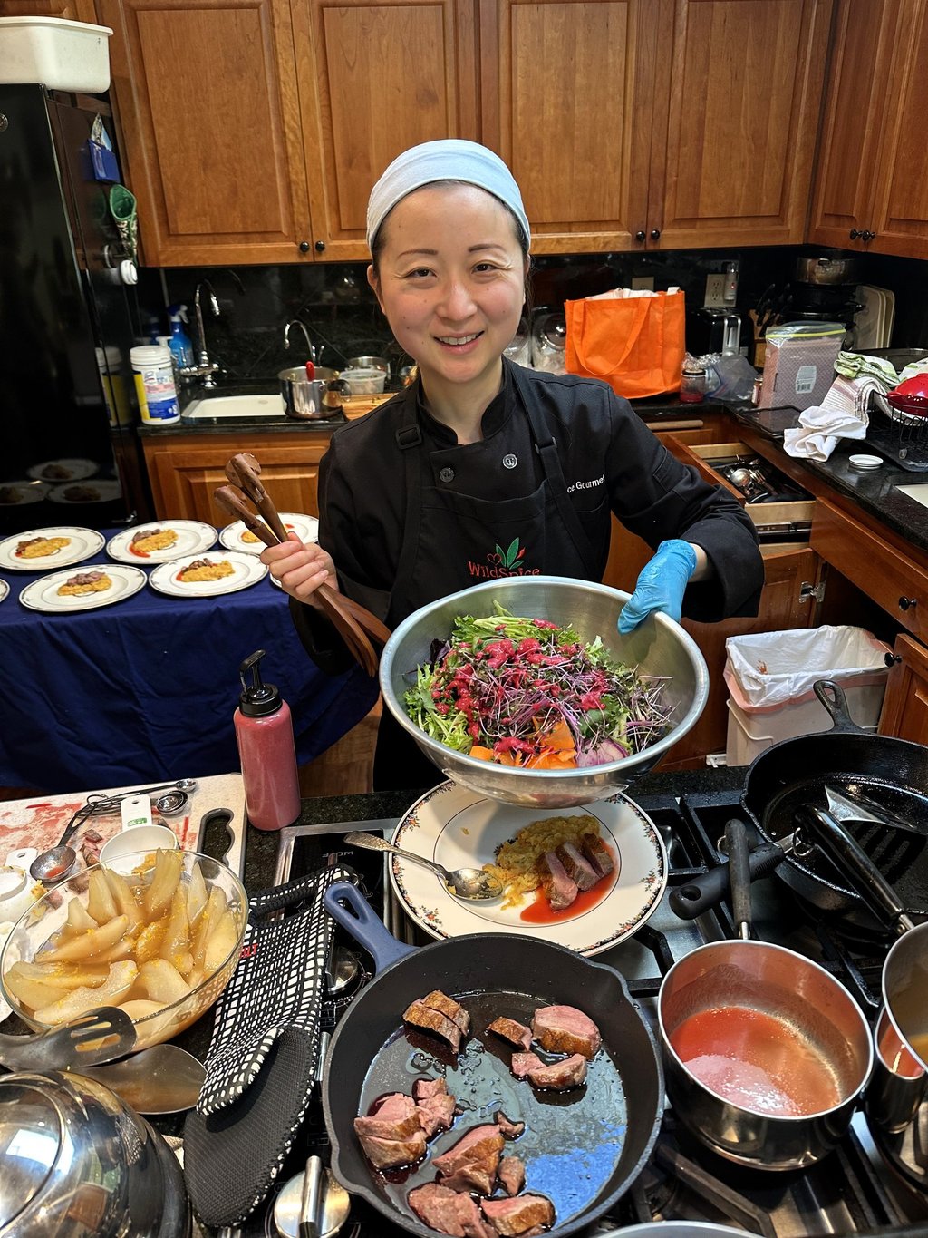 Seared duck, microgreens salad. Lake Oswego Portland personal chef business dinner party gluten-free