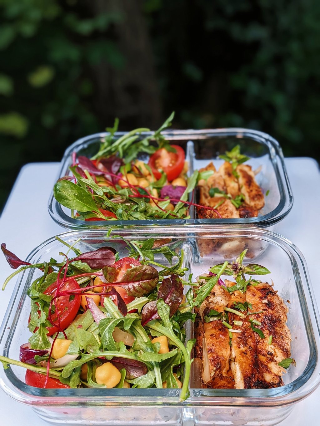 Seared Lion’s Mane Mushroom Steak, Chickpea Arugula Red Chard Greens Salad. Healthy personal chef