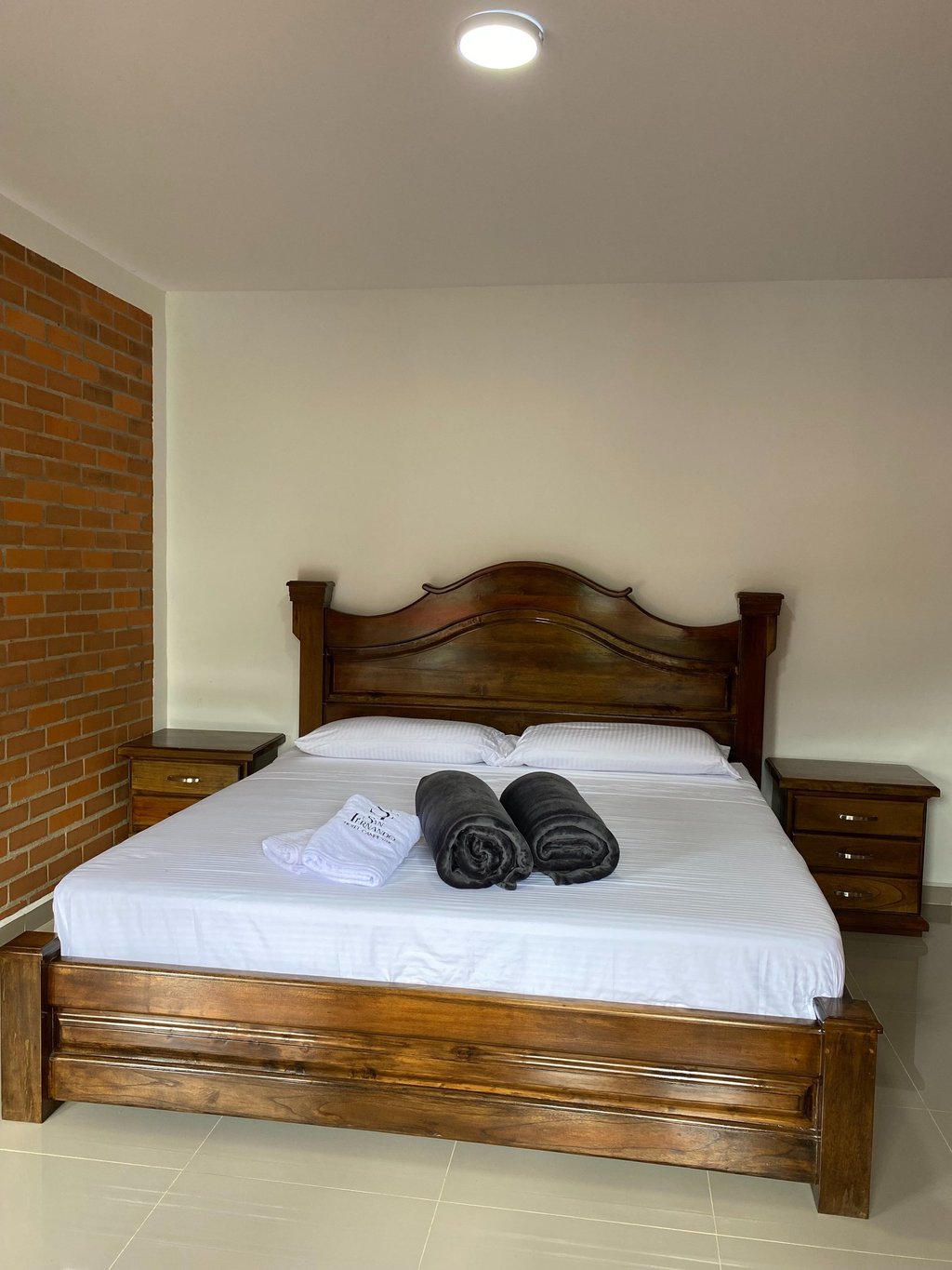 a bed with towels and towels on it