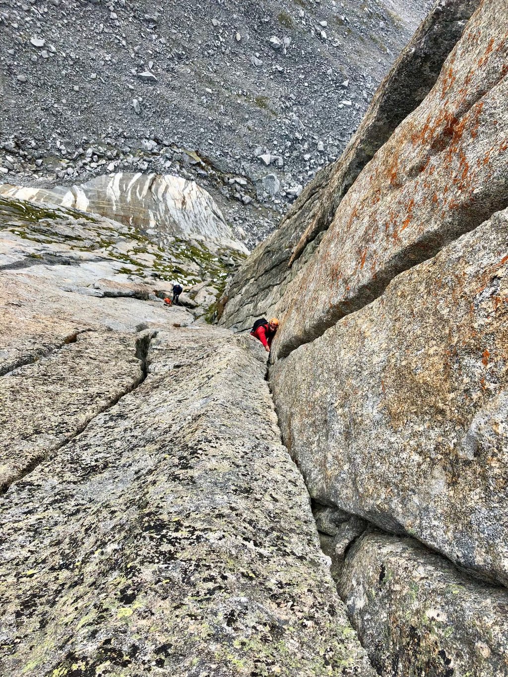 Climbing on Spigolo Gervasutti, Punta Allievi. Valmasino