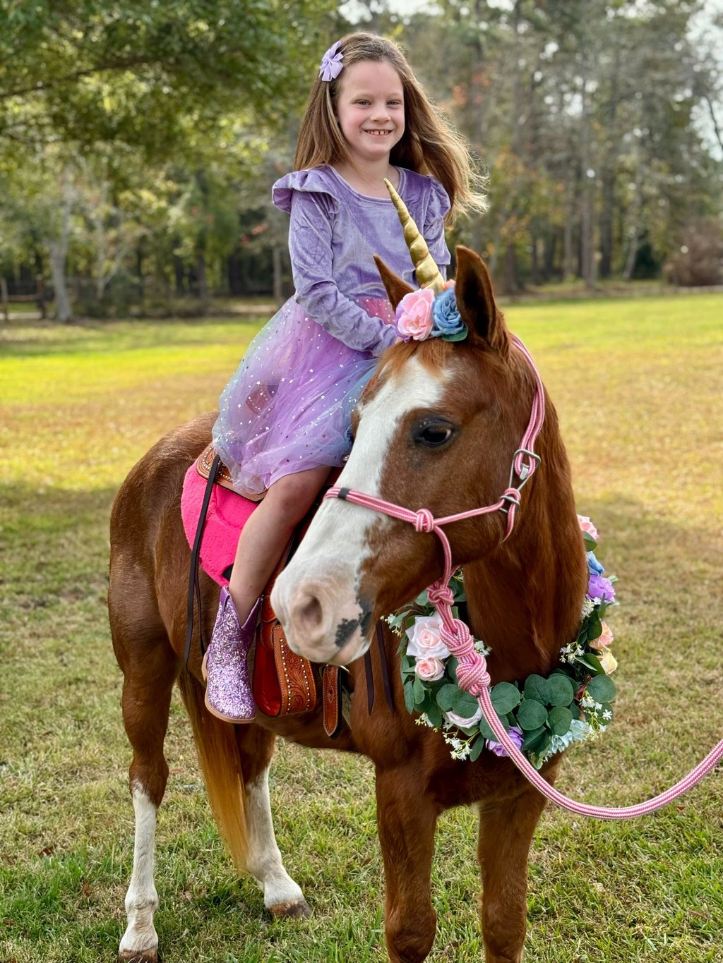 Unicorn Snickers taking a princess on a pony ride