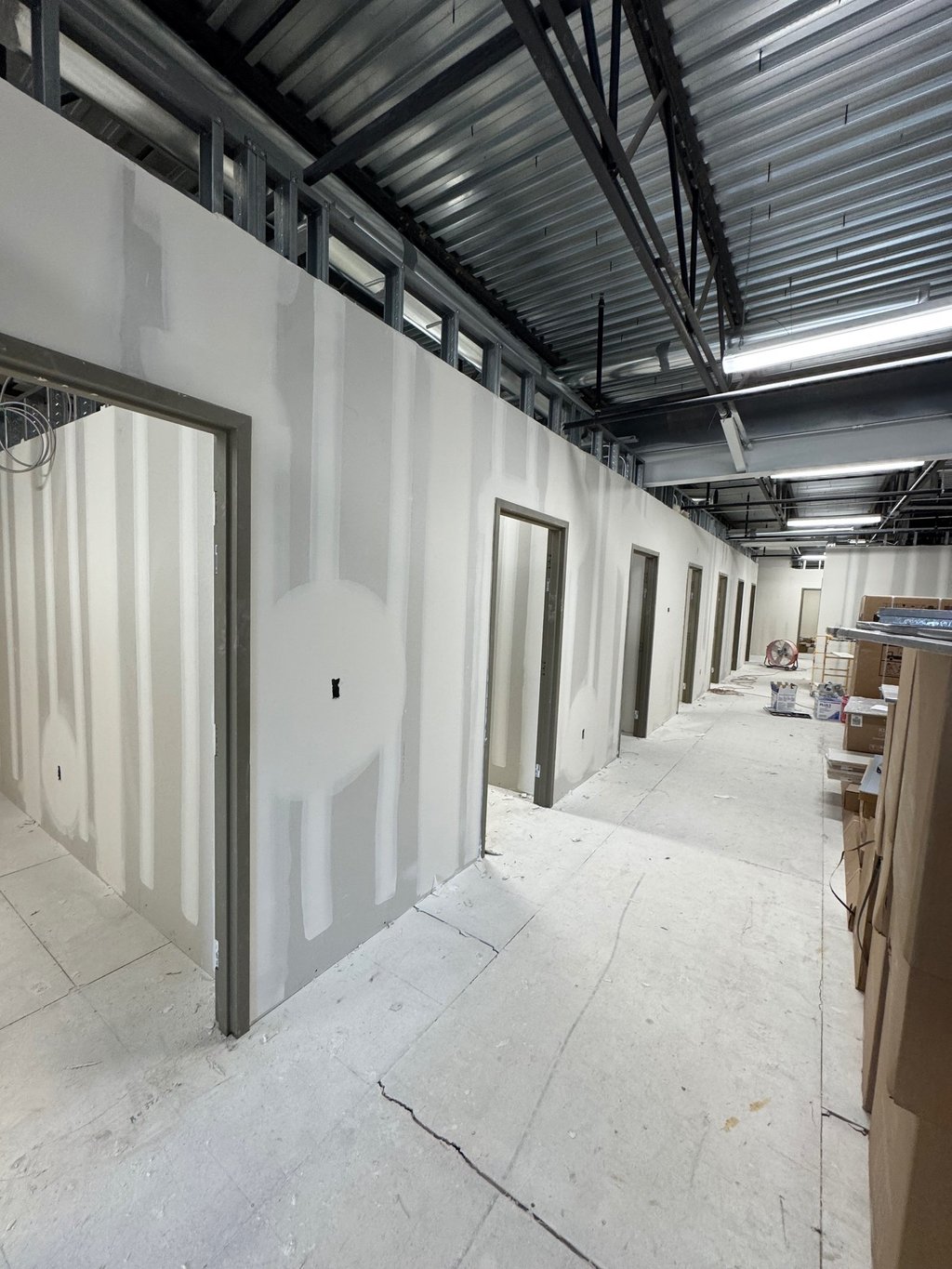 drywall taping and mudding at commercial building