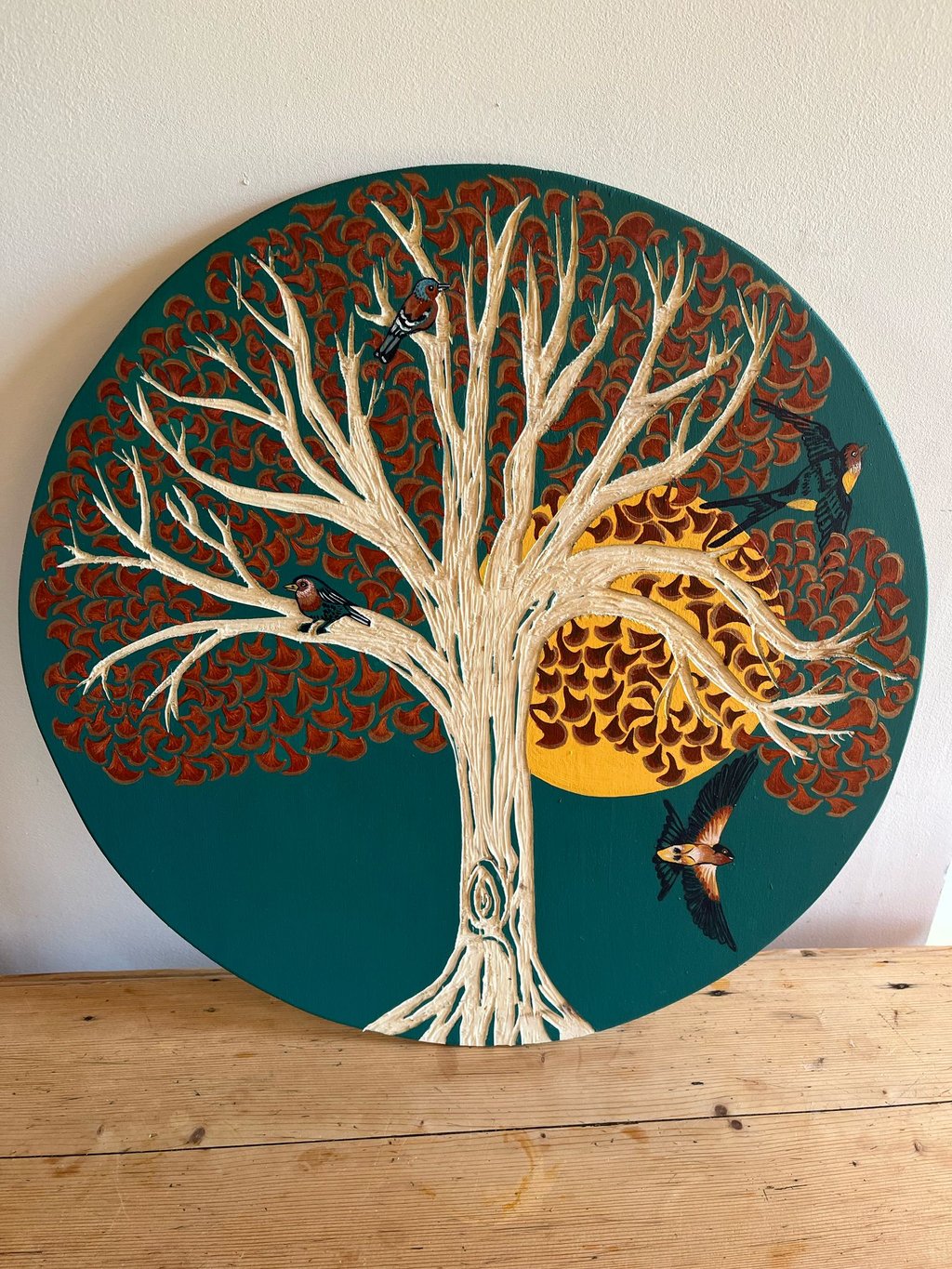 Commande tableau arbre gravure sur bois peinture Seine-Maritime Rouen personnalisation motif Normand