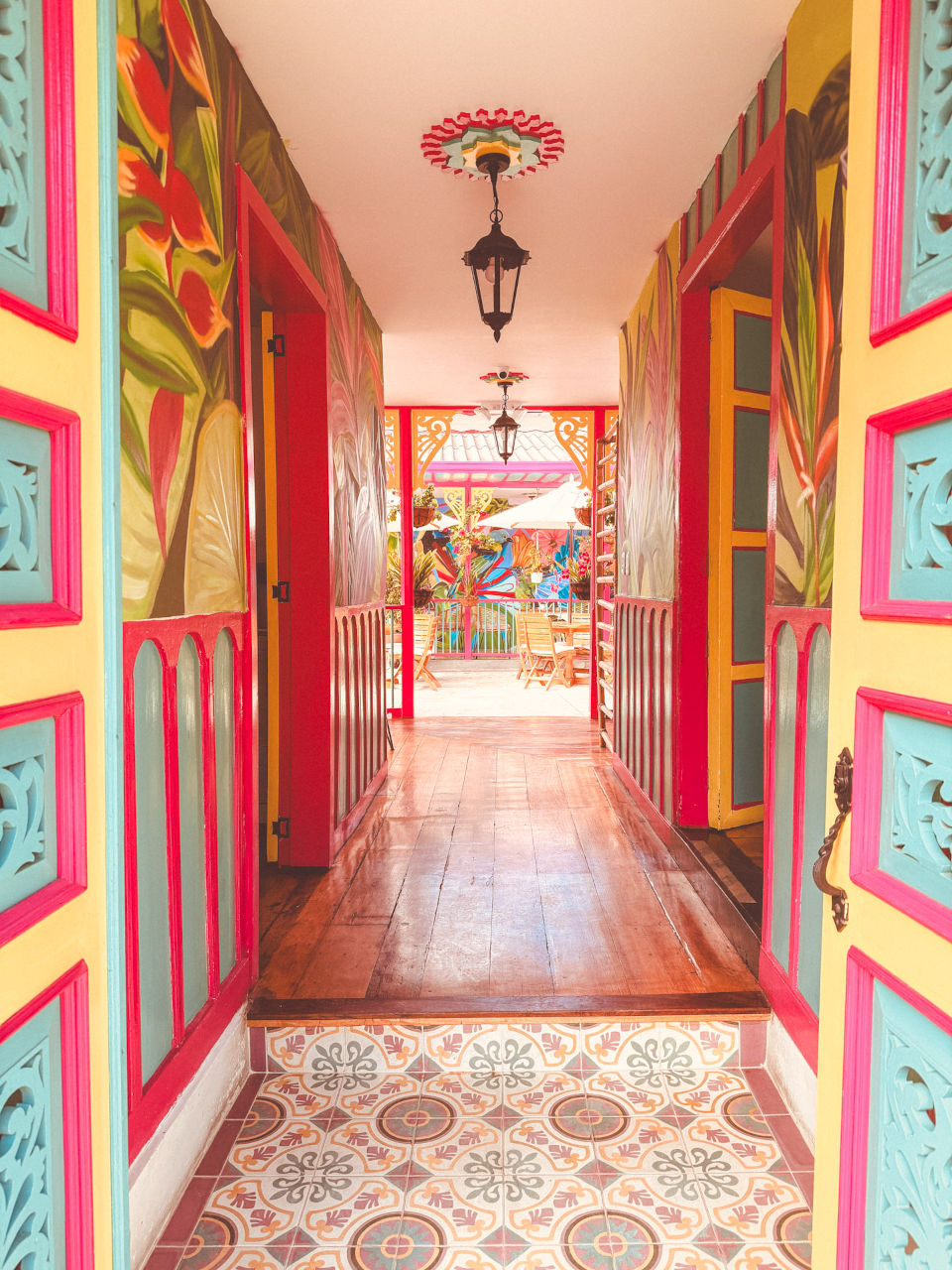 Colorful entry in Salento house, Colombia