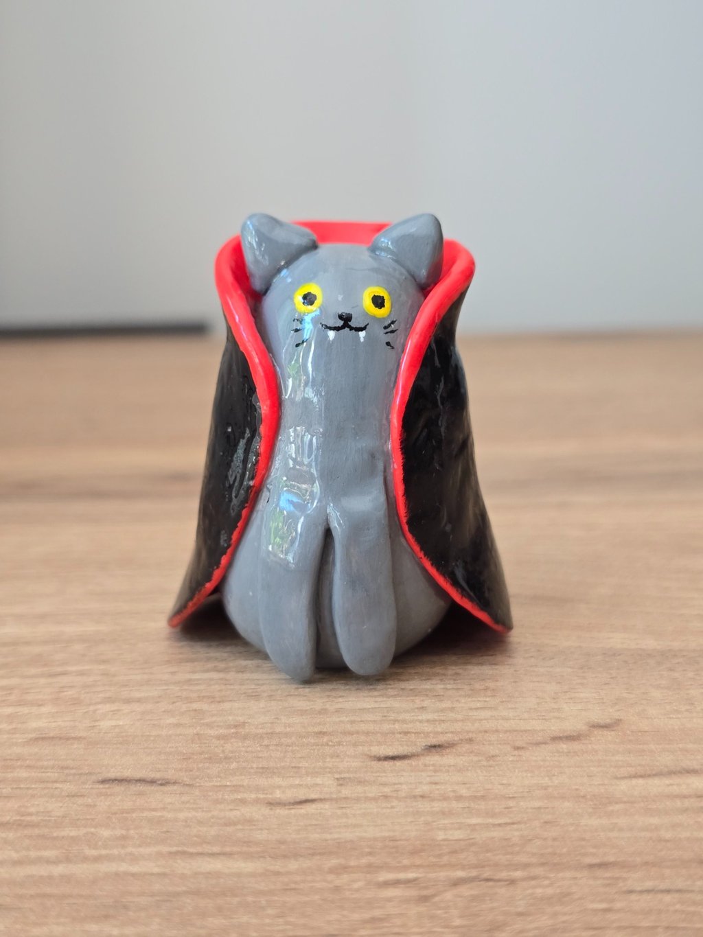 Vampire Cat handmade polymer clay figurine - Pawsonalities Tiny Whiskers collection