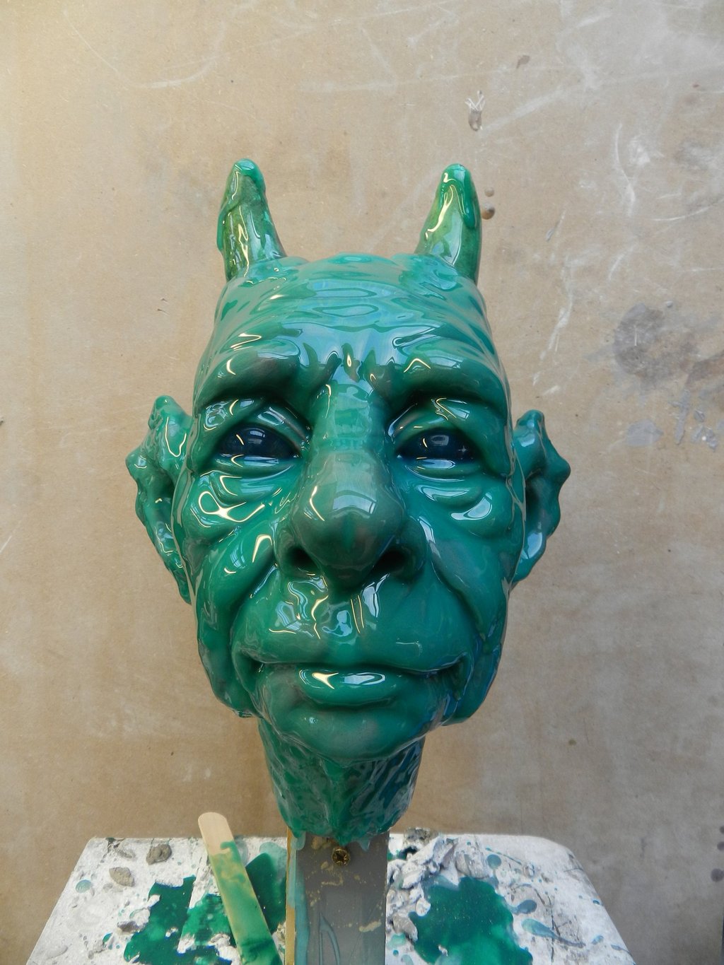 Resin cast fantasy head produced from a silicone mould as part of 3D sculptural services