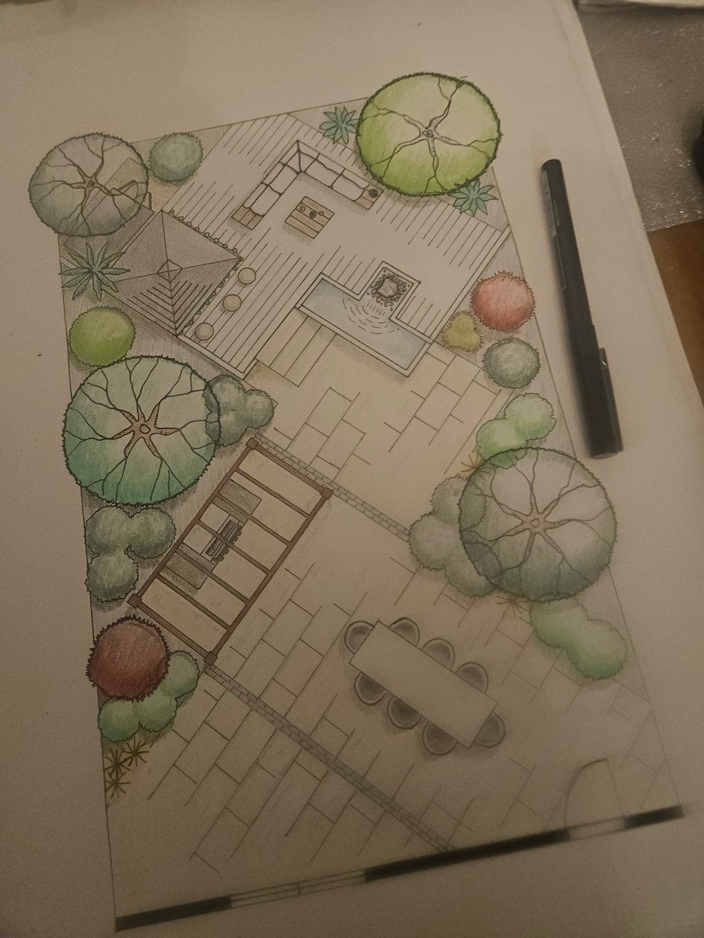 Town garden plan drawing, by Steve