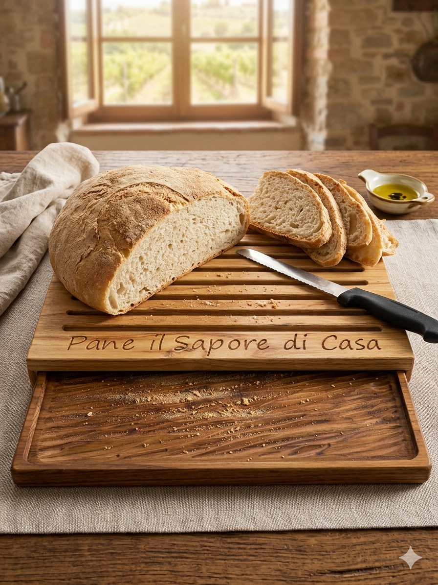 Tagliere per il pane con cassetto