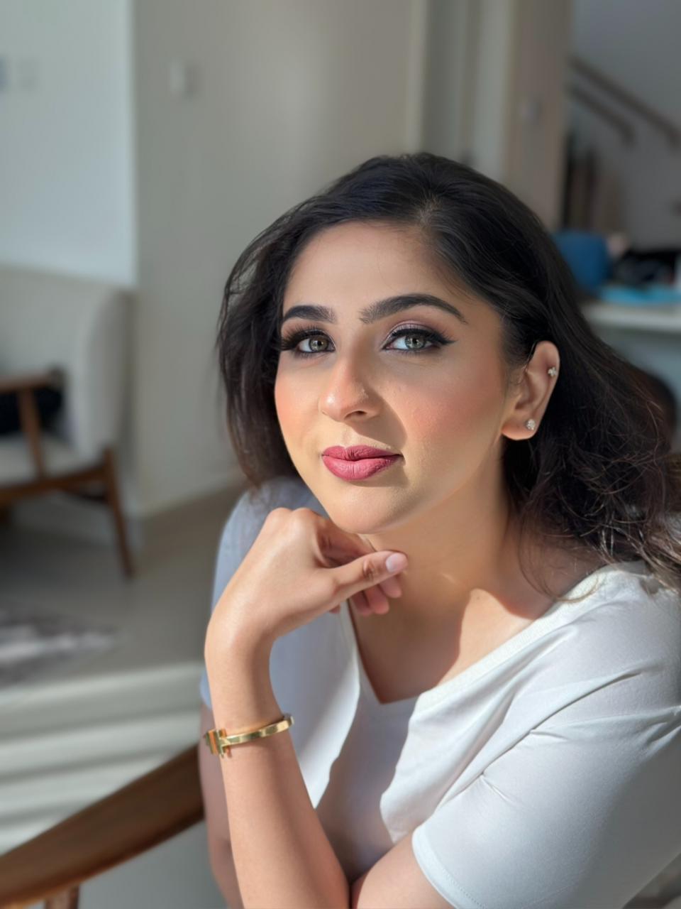 Traditional hijab styling for brides in Jumeirah by Maria Padela.