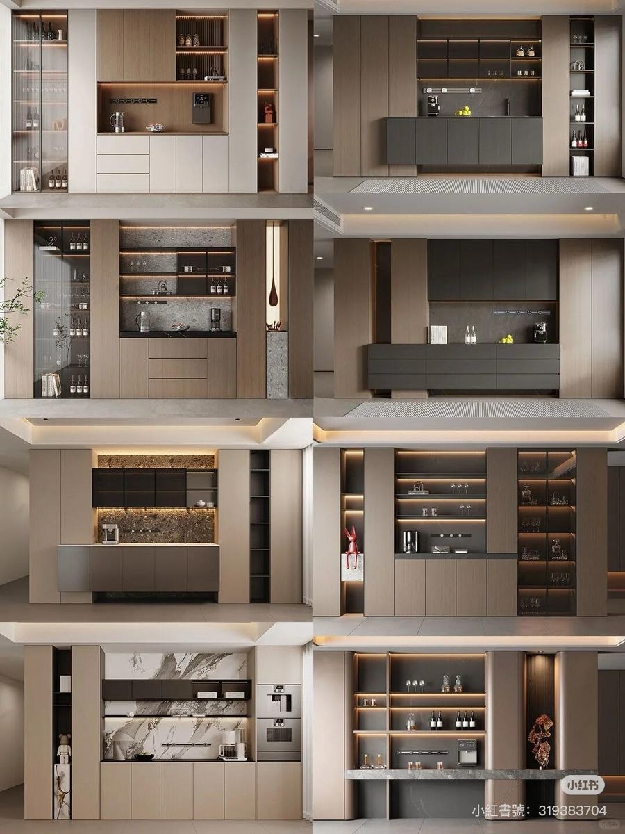 a bunch of different types of kitchen cabinets