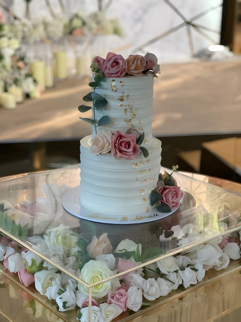 dusty pink buttercream wedding cake 