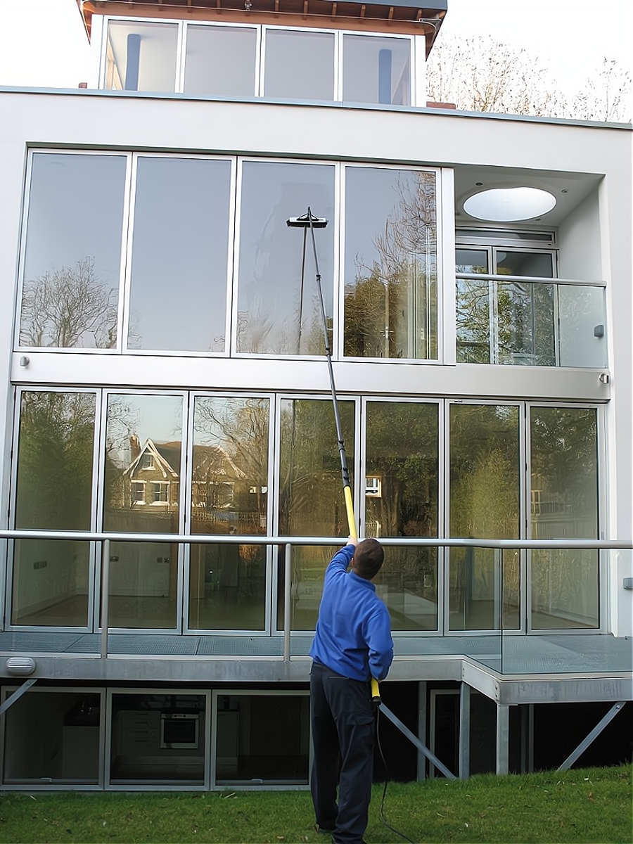 Long reach window cleaning in Exeter, UK by C Thru Window Cleaners
