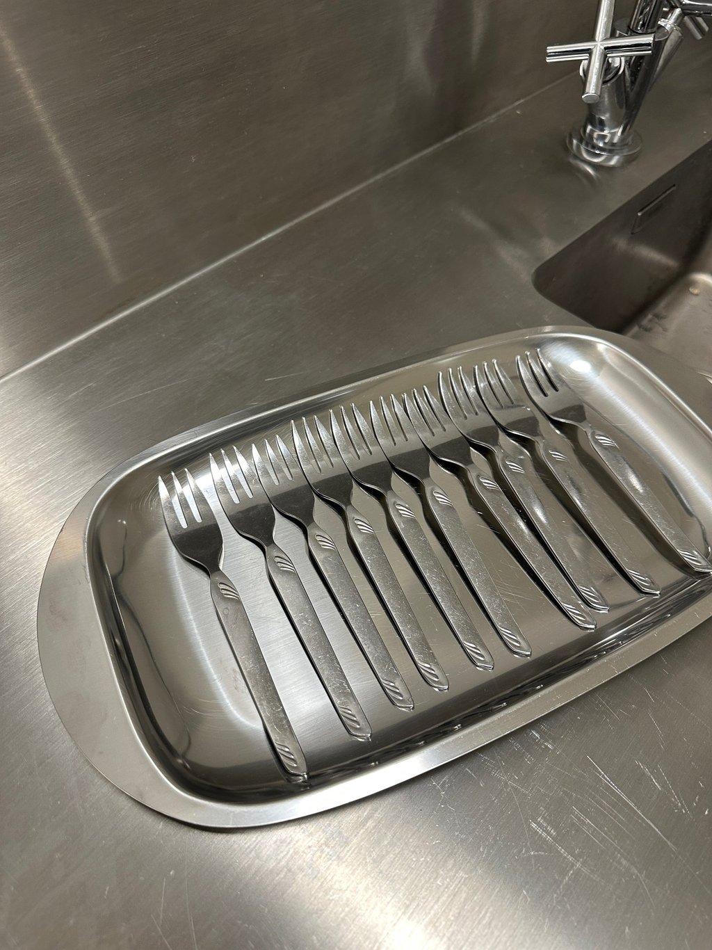 stainless steel 1950s desertinės šakutės