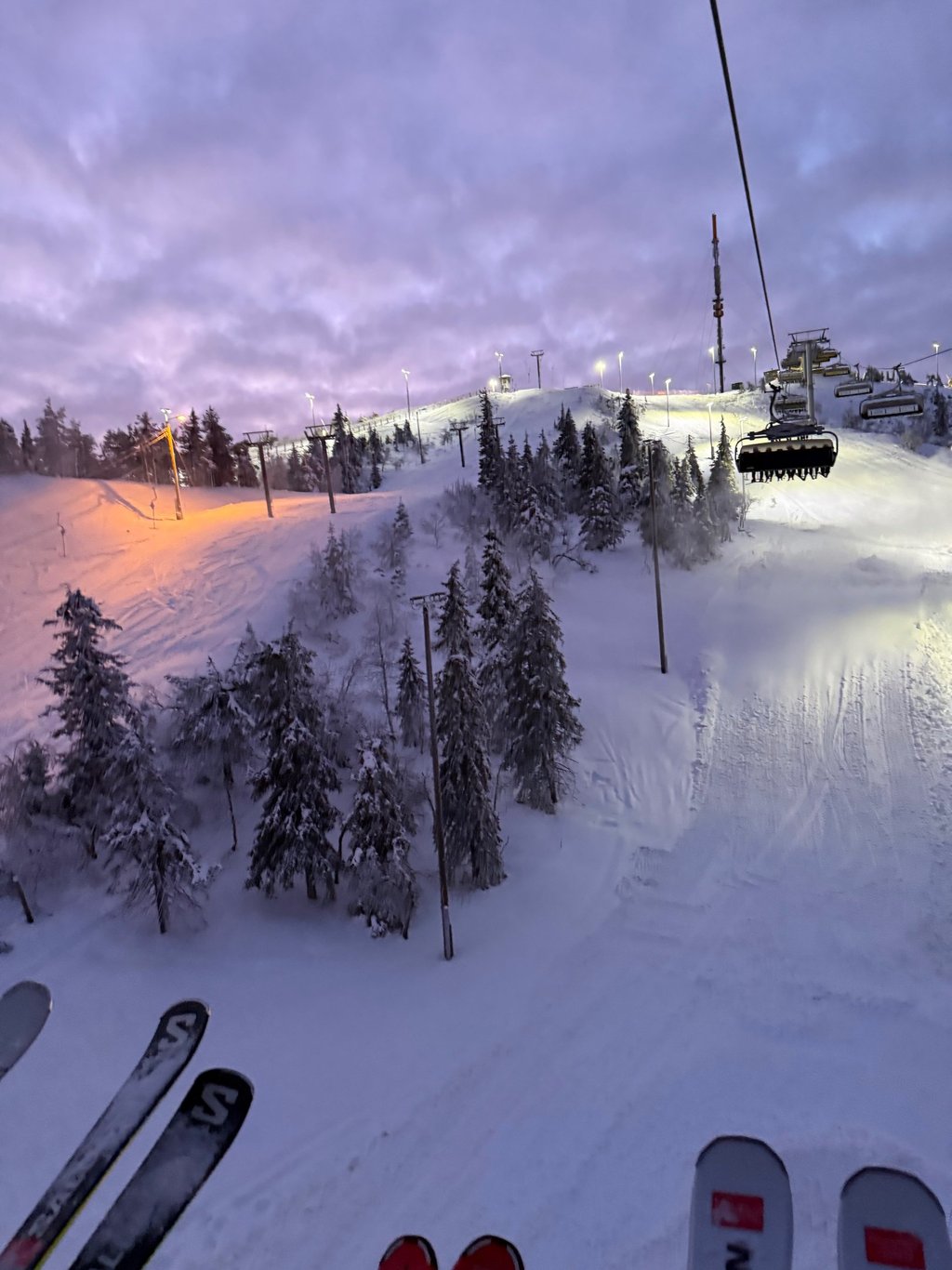 Flood lit ruka slopes finland