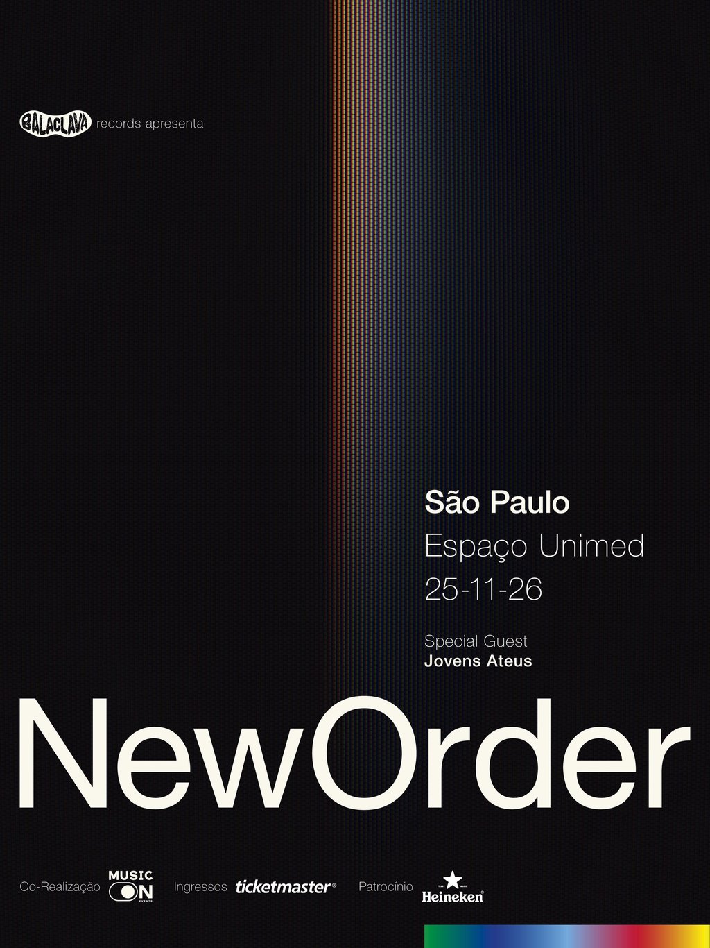 Cartaz de divulgação do show da banda New Order em SP no dia 25 de novembro. 