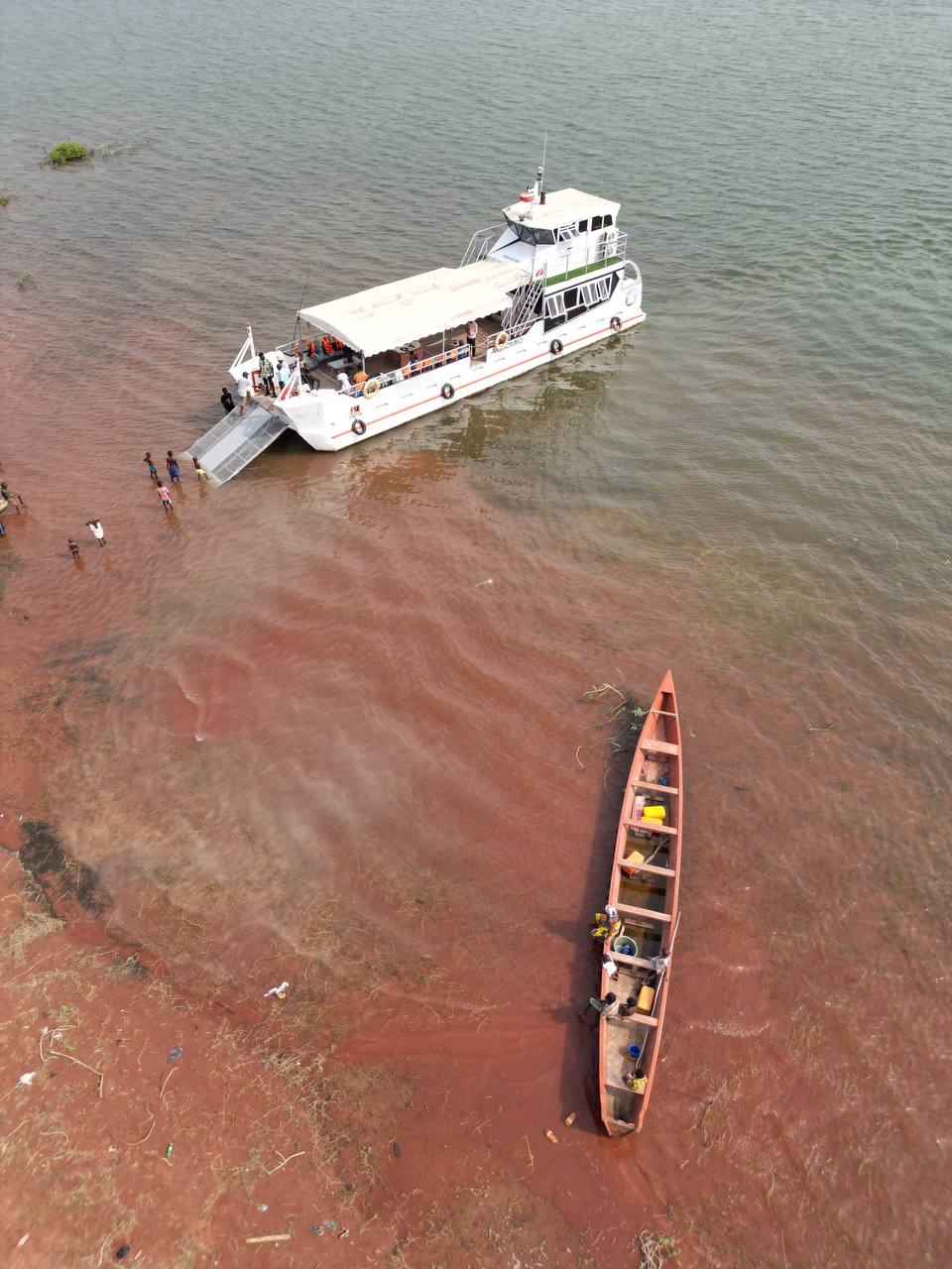 A drone shot of the volaktra landing craft