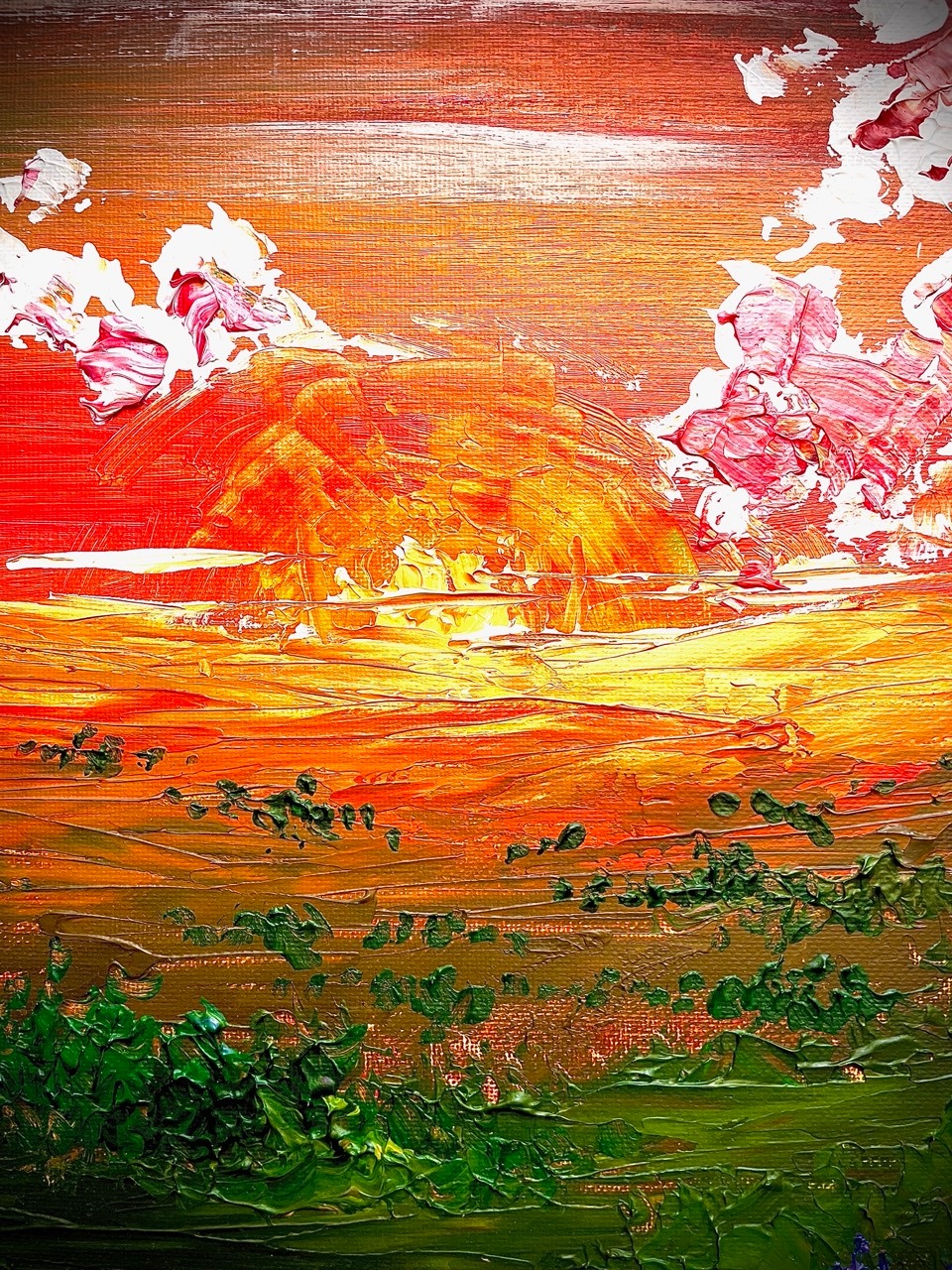 une peinture de coucher de soleil