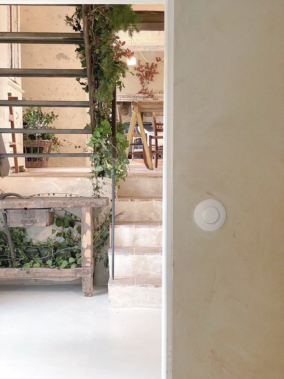 interior farmhouse, metal stairs, normandy, le Perche, French cottage, countryhome, Airbnb