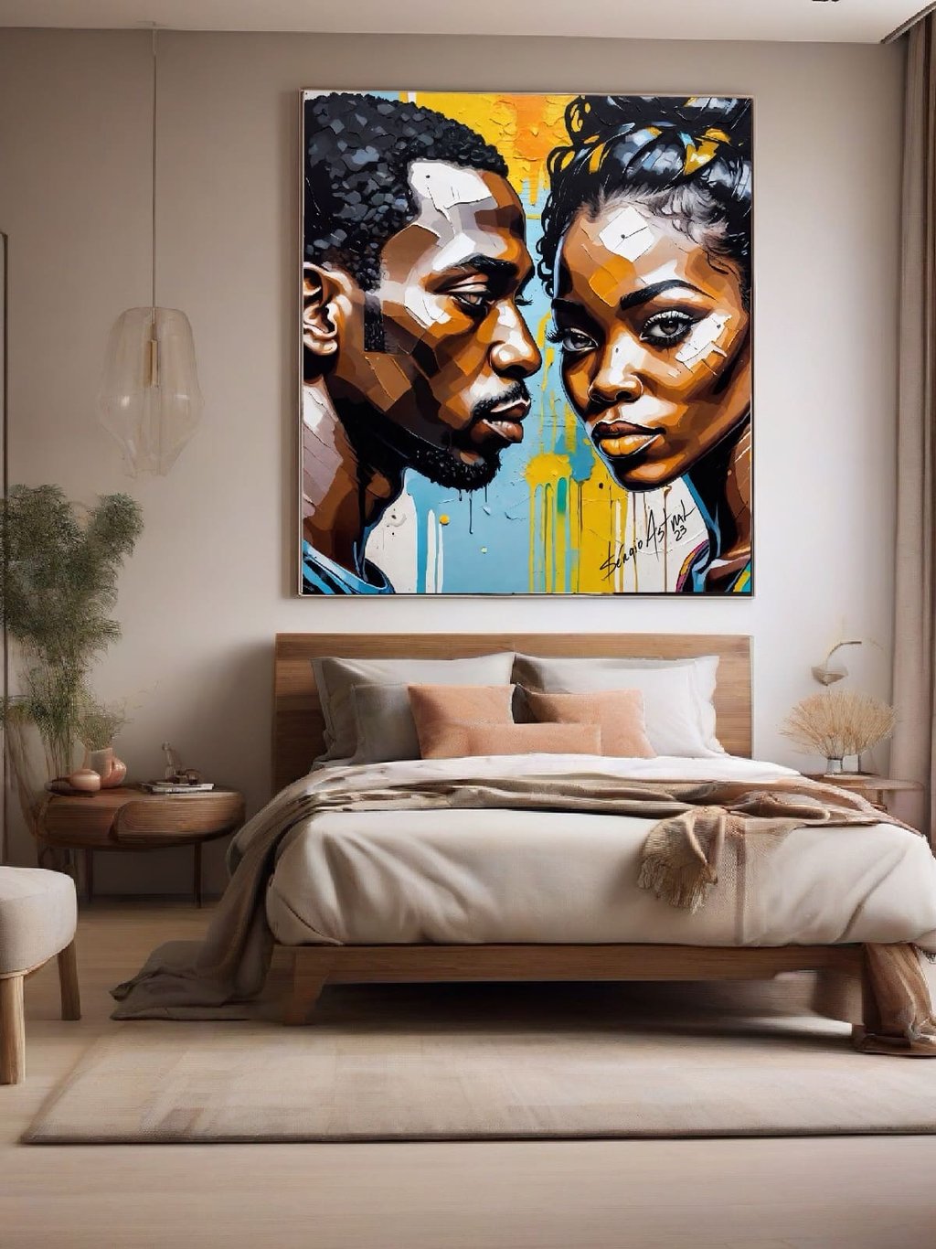 Arte exclusiva emoldurada, perfeita para uma decoração moderna e sofisticada