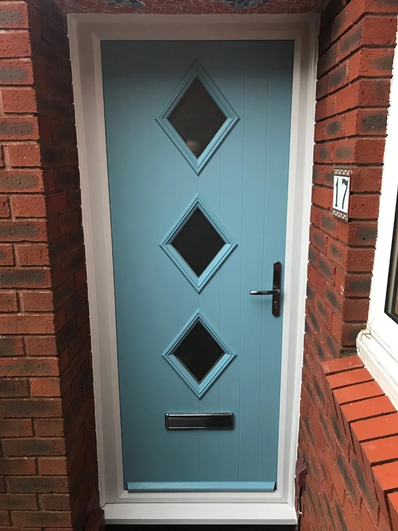 duck egg blue composite door with diamonds fitted in Bursledon