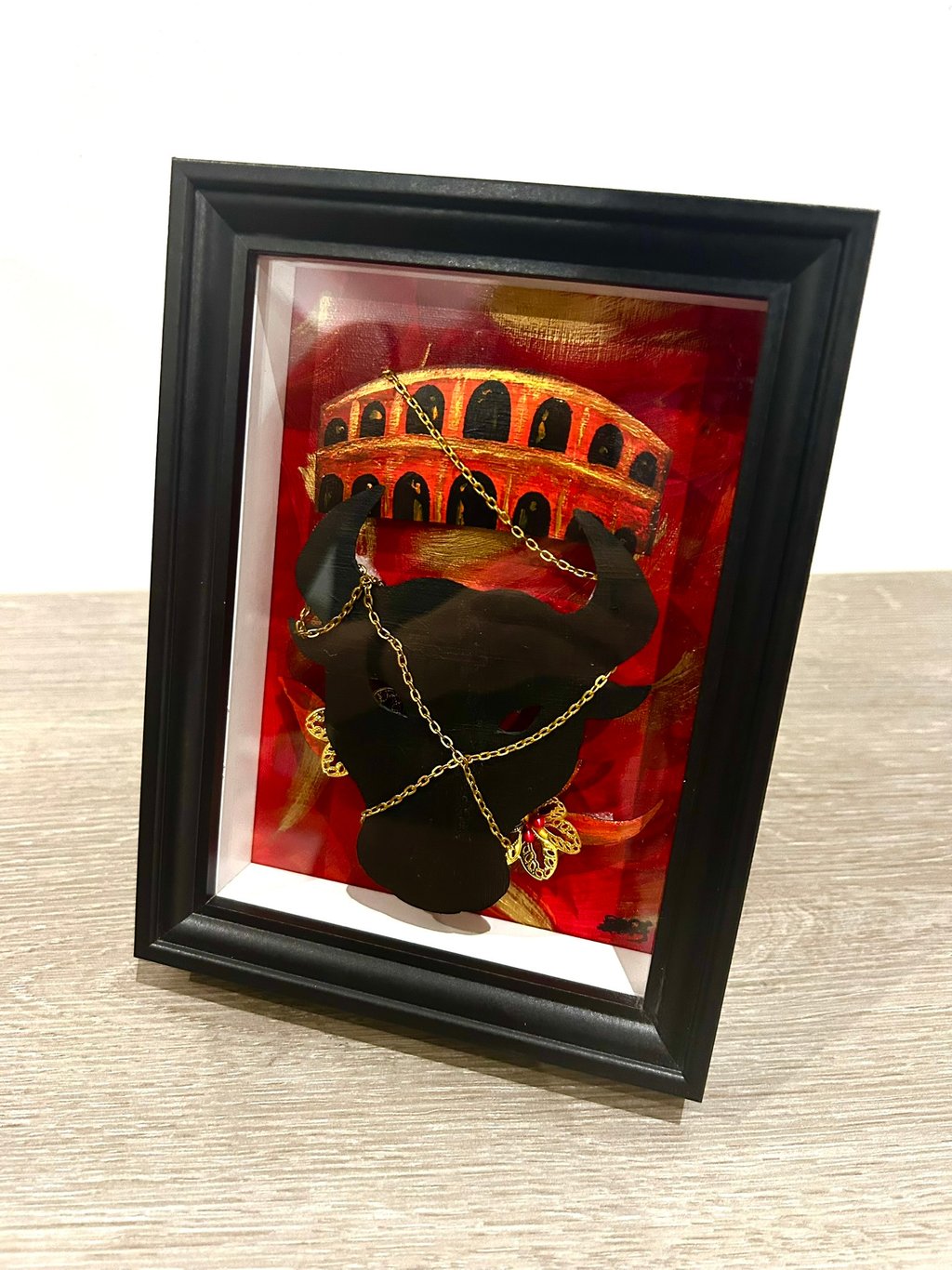 Ilona Paris painting, a chained bull's head