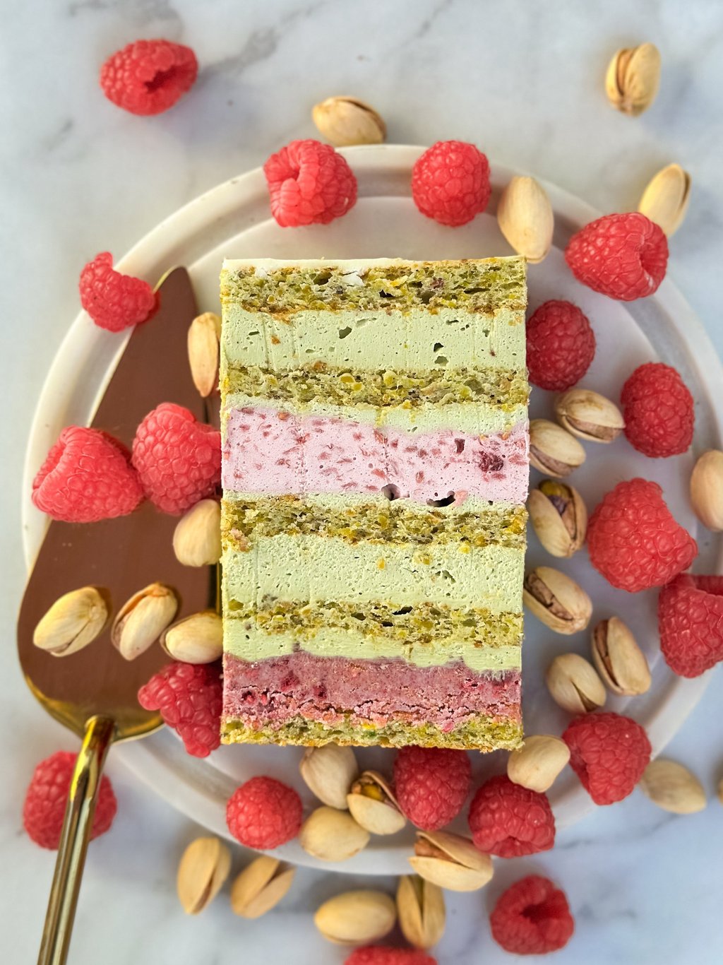 a piece of cake with a slice of cake on top of it