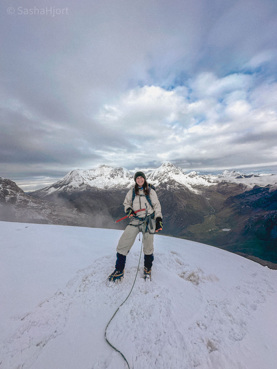 Girl on the summit of Nevado Mateo Peru