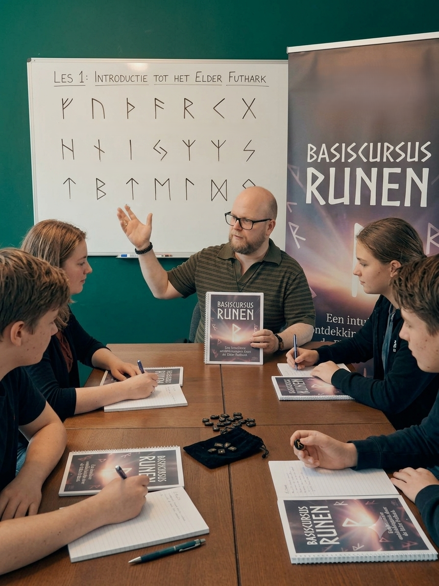 Basiscursus Runen gegeven door Willem. De cursus wordt gegeven in Oosterwolde Friesland