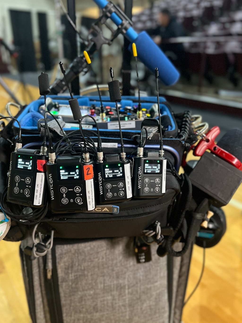 Location Sound equipment - Wisycom wireless, CMIT5U microphone.