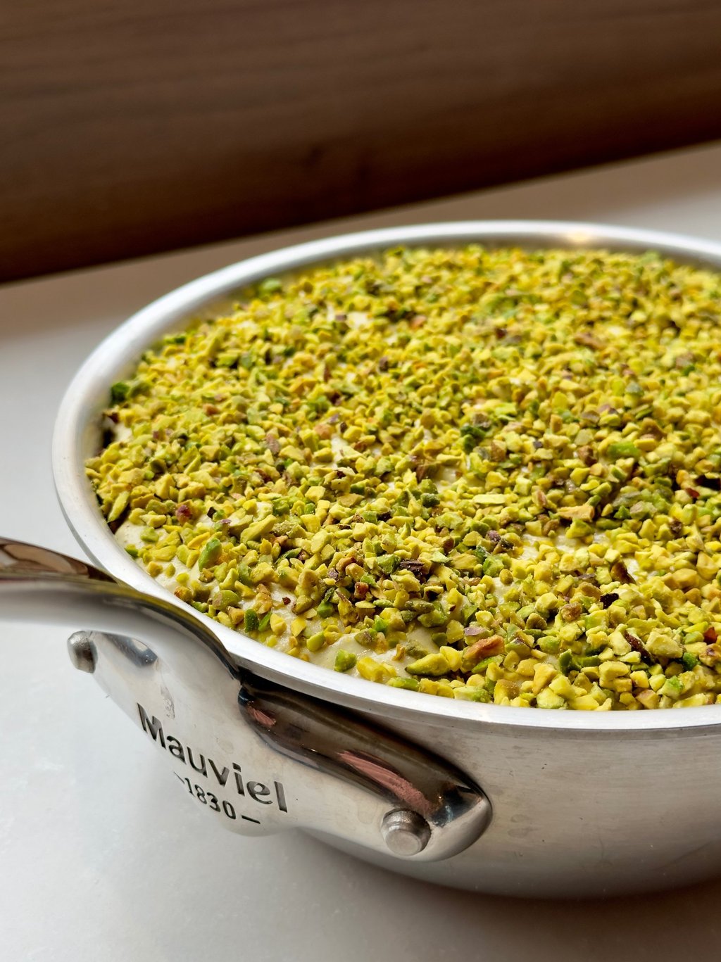 Tiramisu pistache sautoir Mauviel 