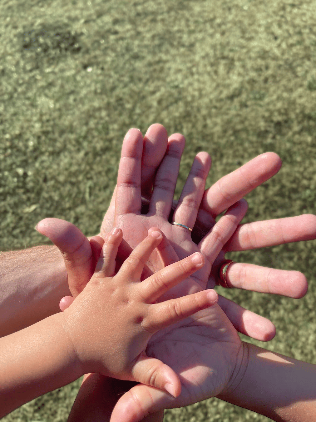 A family holding hands together