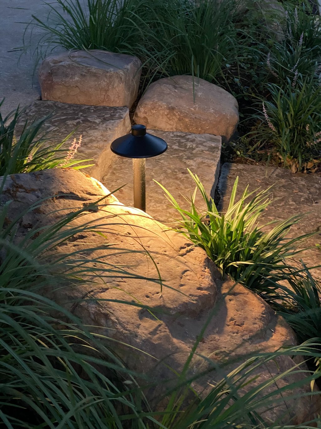 path lighting a stone step