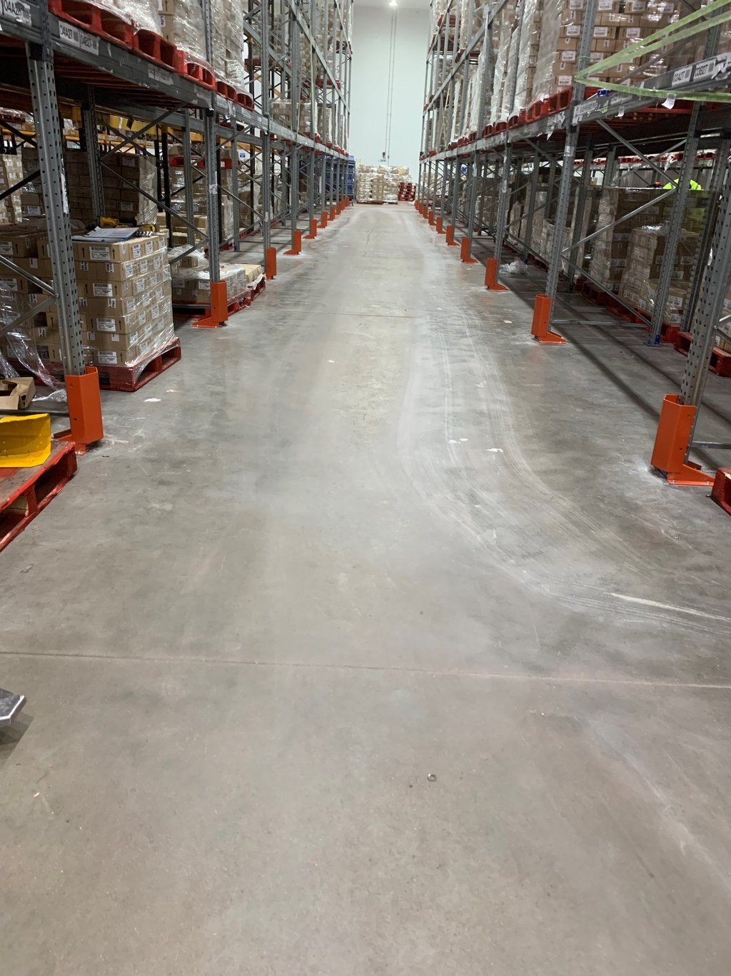 upright protectors fitted in food manufacturing warehouse