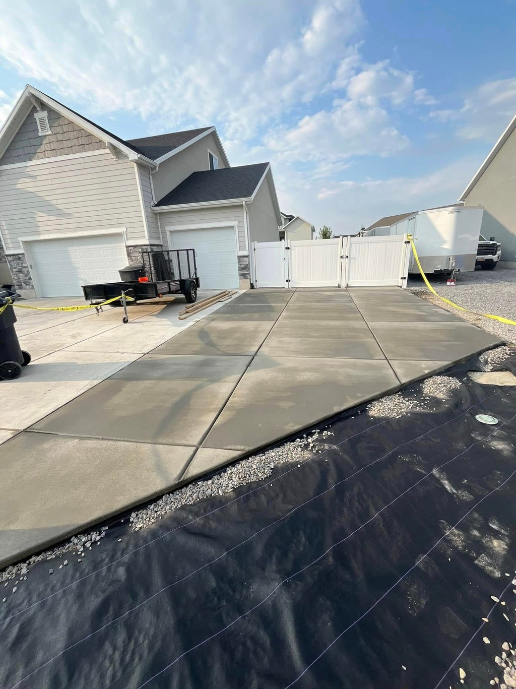 concrete driveway extension installation