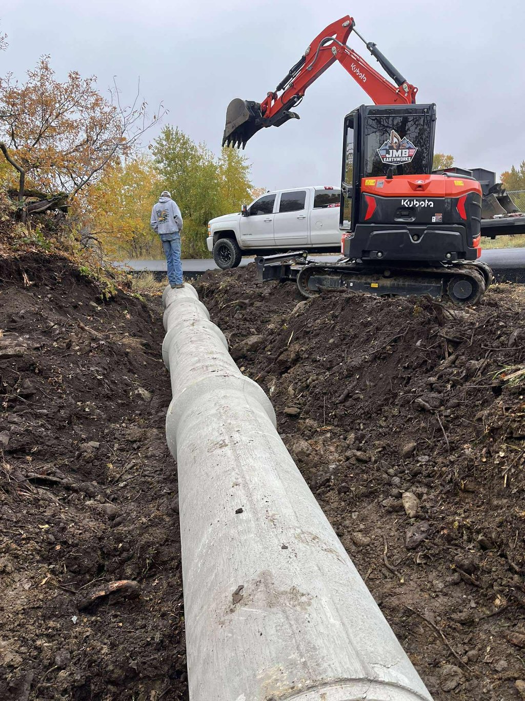 Kubota excavating for drainage solution