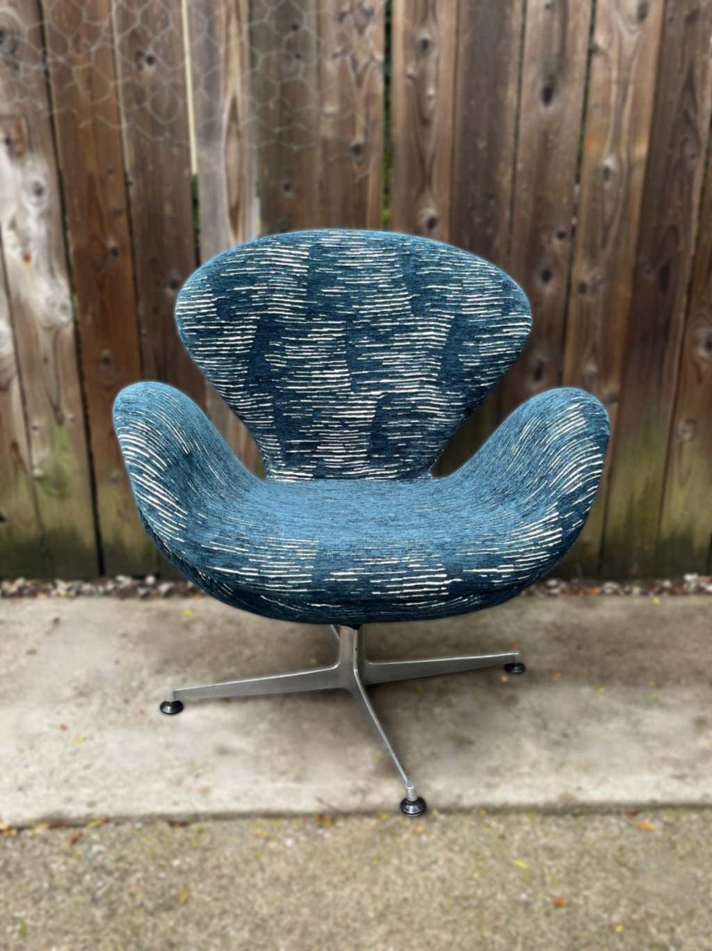 reupholstered swan chair after - toronto