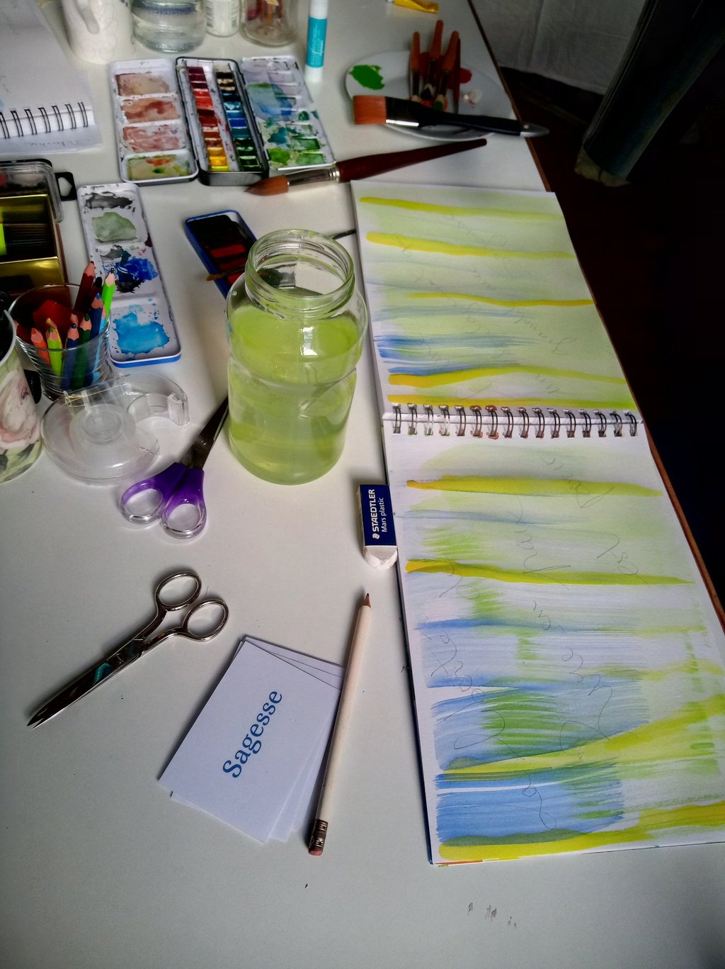 seance de l'atelier carnet creatif avec Veronique Payovitch
