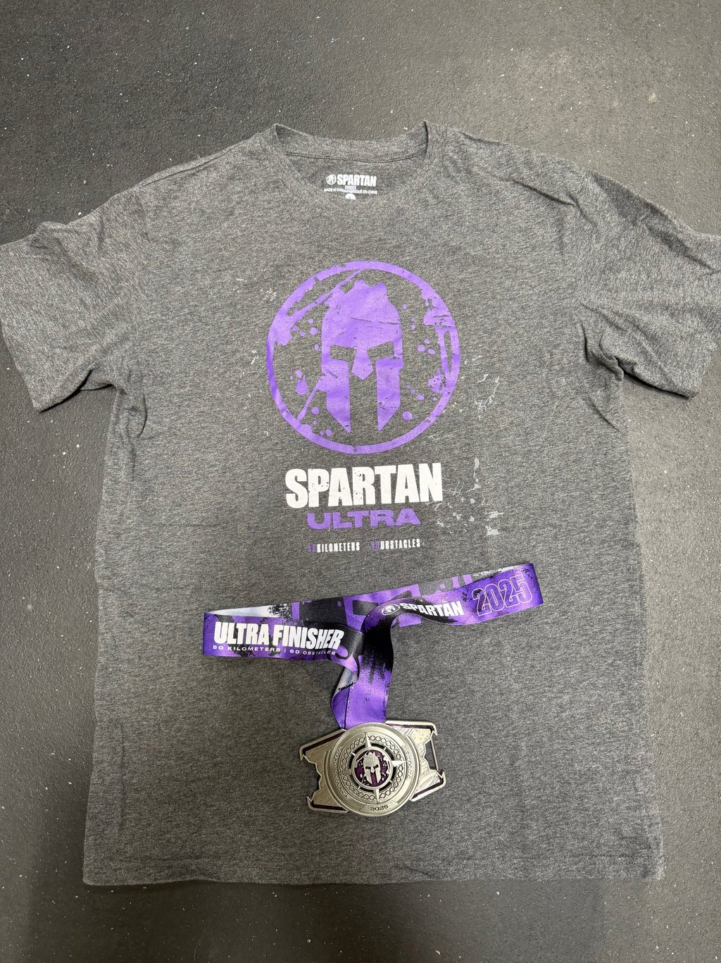 Spartan ultra finisher shirt and medal