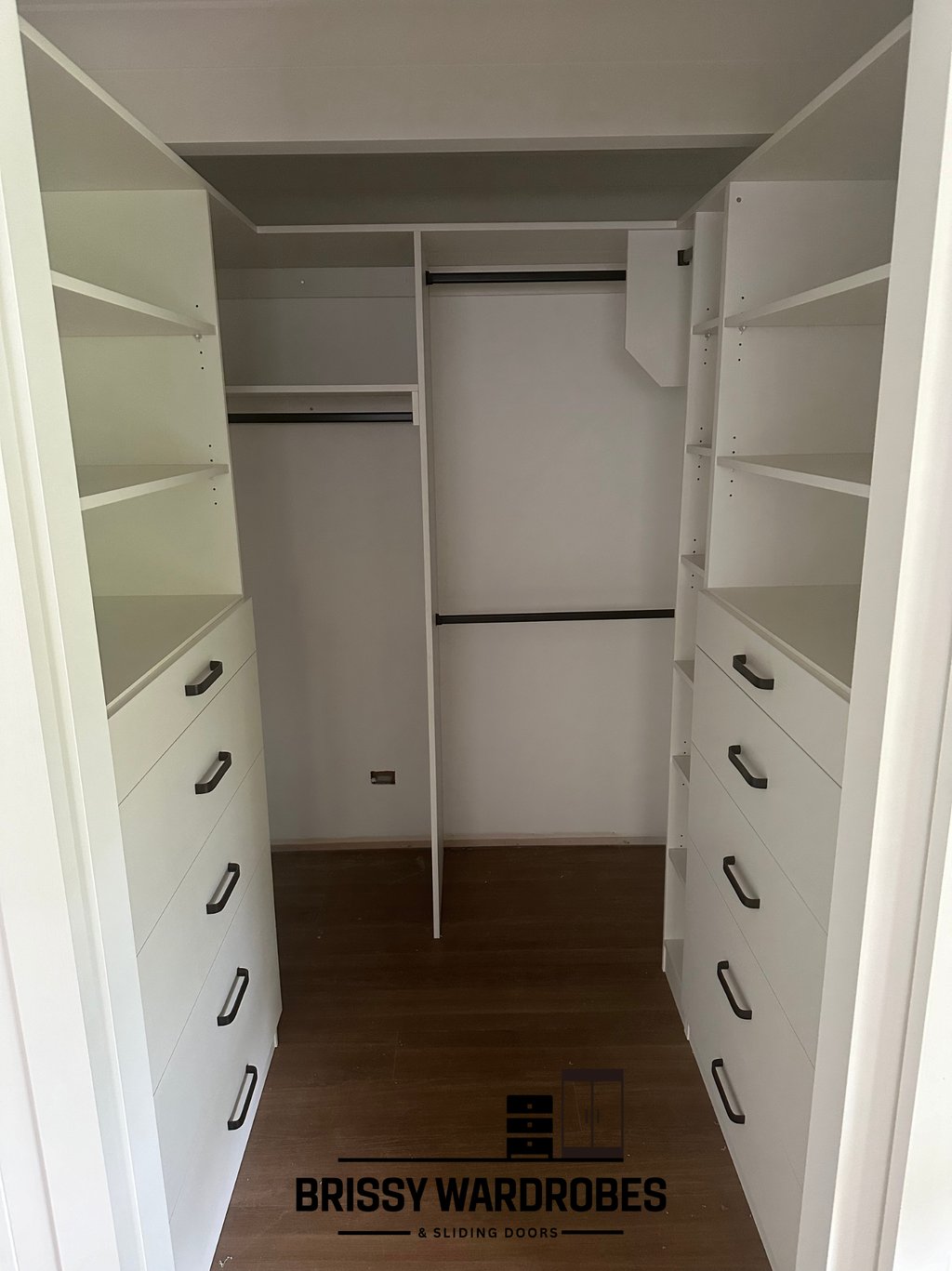 Custom walk-in wardrobe white board Brisbane