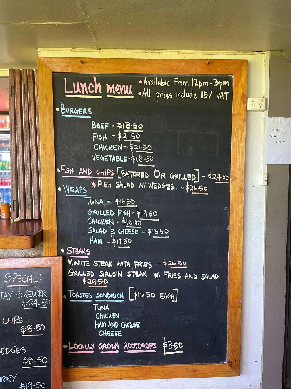 Precios de un restaurante en fiyi