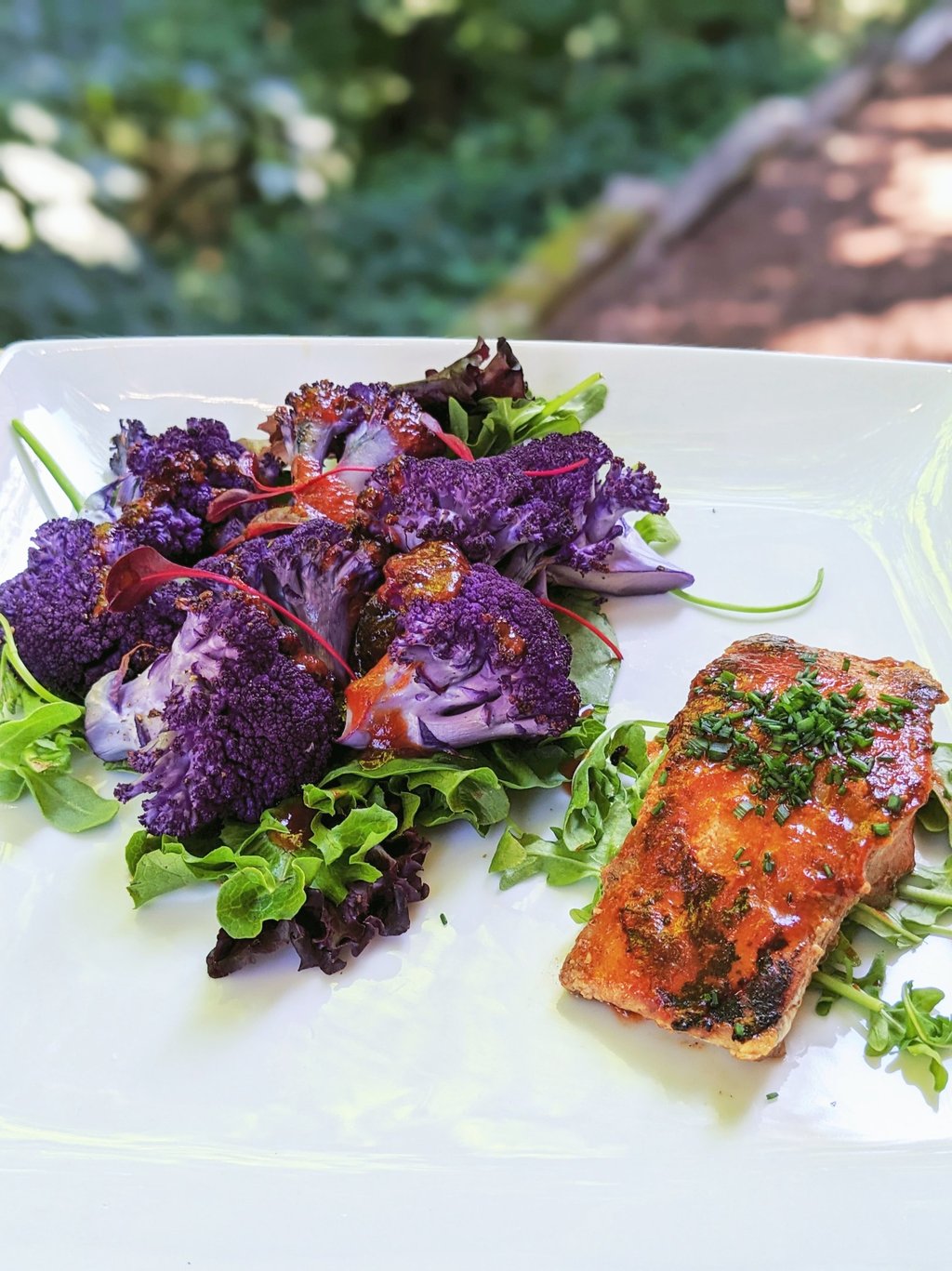 Roasted Seasonal Vegetable with Wild Fish. Healthy gourmet chef, gluten-free, portland, clackamas