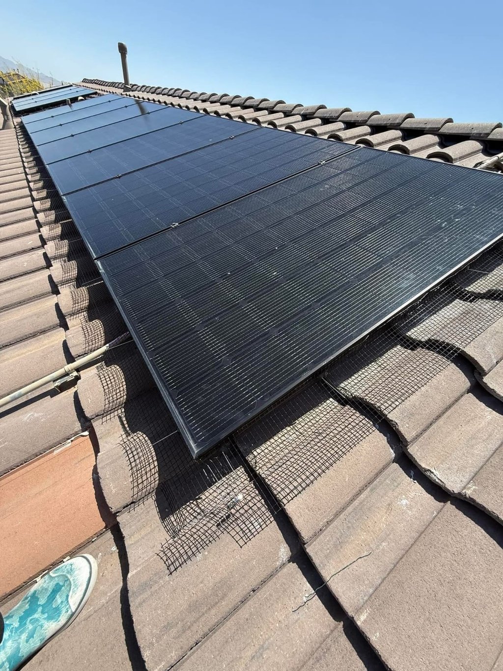 Solar panel Bird proofing with mesh wire