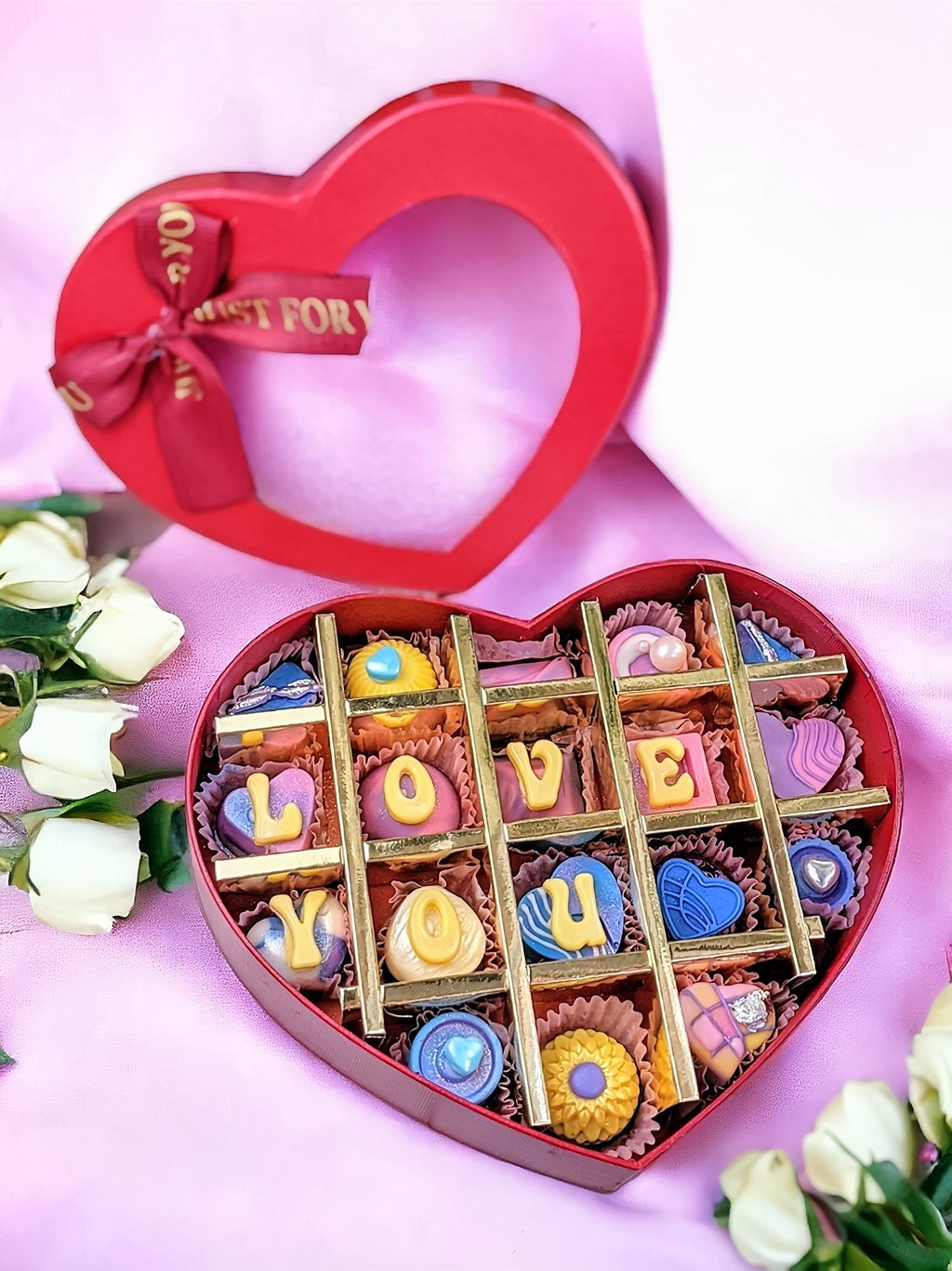 Hôp Socola hình trái tim tone Hồng tím CH18020 Chocolate Nha Trang