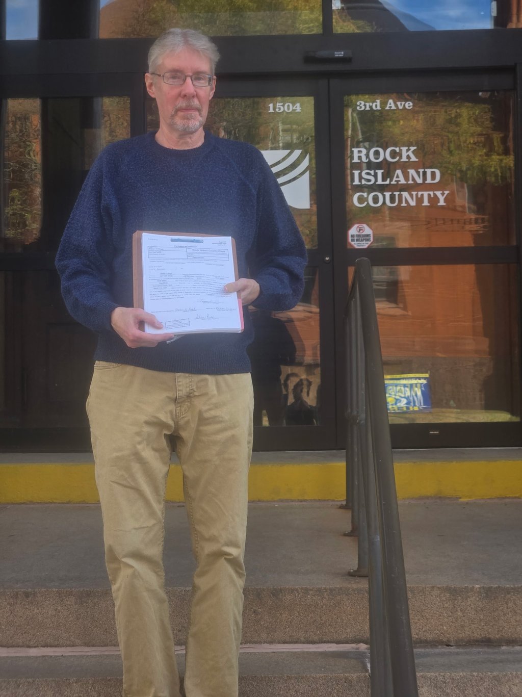 Steven Rugh at the County Office to turn in his Petition Packet.