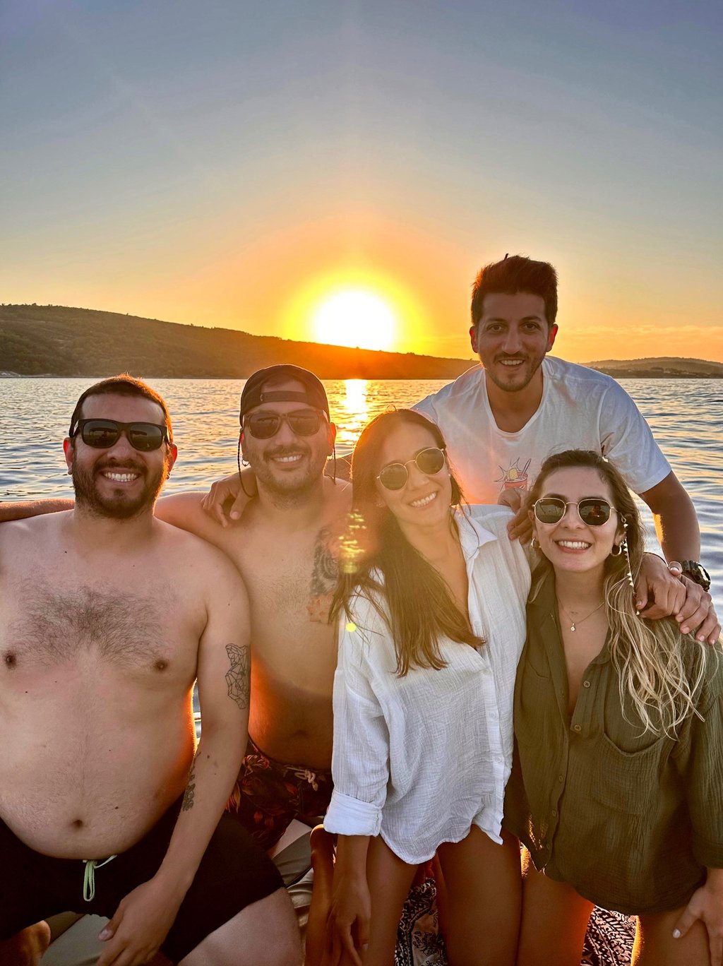 Guests enjoying and smiling at private Sunset Tour Experience on the Adriatic near Split, Croatia