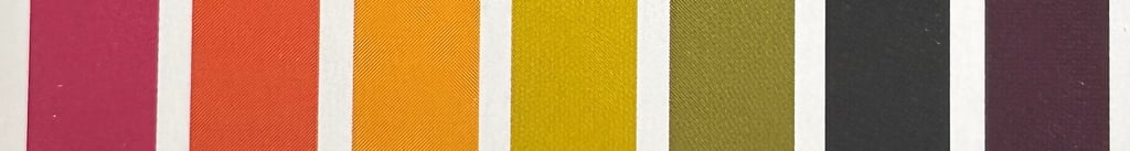a row of colours of a pH chart